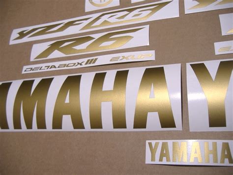 Matte Satin Golden Logo Decals Set For Yamaha Yzf R6 03 05 Moto