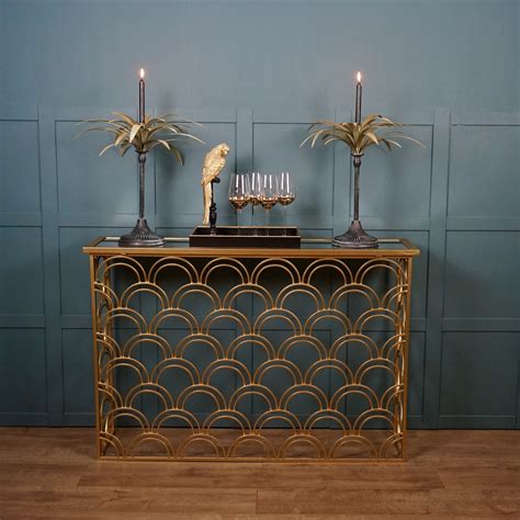 Gold Console Table In Art Deco Style Delilah Margo And Plum