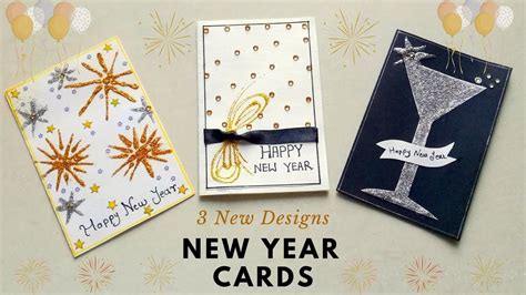 3 Easy New Year Greeting Cards How To Make Beautiful New Year Cards
