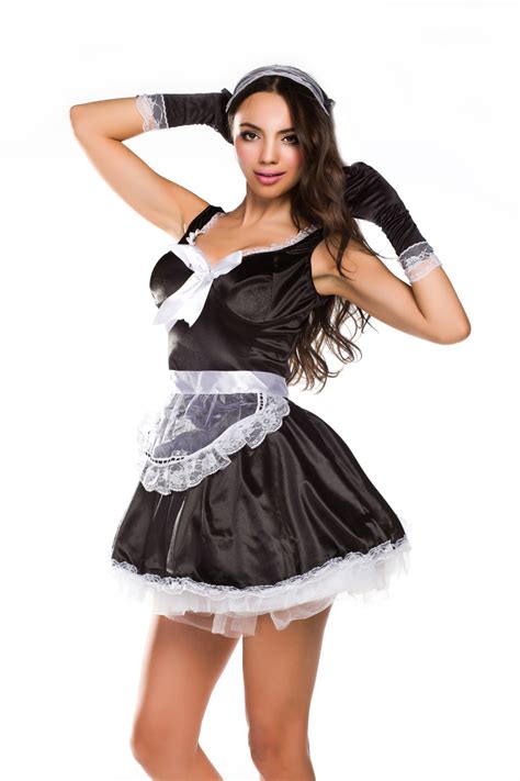 Sexy French Maid Costume Dress Gloves Lace Trims Fullset Halloween 5pcs Yyf12 Ebay
