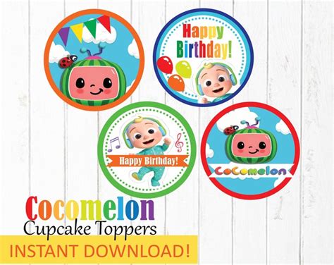Cocomelon Cupcake Toppers Cupcake Topper Birthday Cupcake Etsy Hong Kong