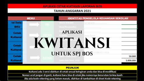 Aplikasi Kwitansi Excel Untuk Spj Bos Panduan Mengajar