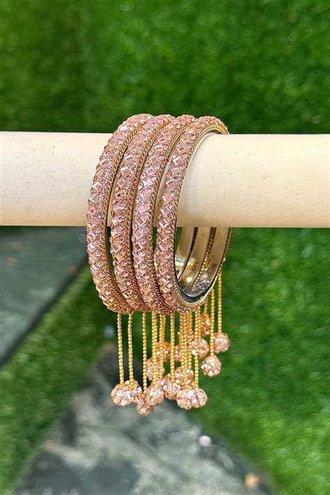 Azure Lux Rose Gold Latkan Bangles Set Of 4 Nikhar Jewellery