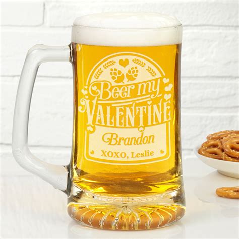 Beer My Valentine Personalized 25oz Beer Mug Valentines Etsy