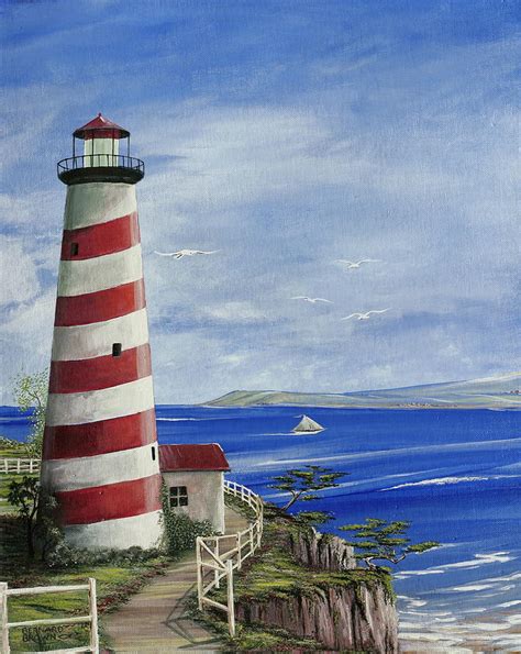 Candycane Lighthouse Painting