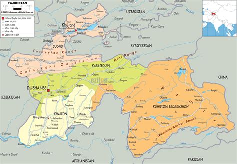 Map Of Tajikistan And Tajikistan Political Map Asia Map Europe Map Map