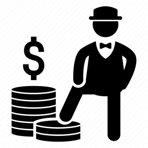 People And Money Icon Rich Man Black Silhouette Vecto