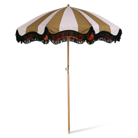 Nude And Mustard Fringed Beach Umbrella Pre Order July By The Forest