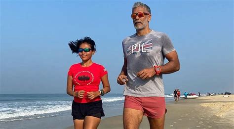 Milind Soman Ankita Konwar Clicked Running On A Gorgeous Beach In Goa