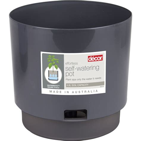 Decor Watermatic Self Watering Plant Pot 215mm Pewter Big W