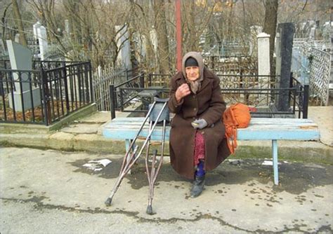 Old Woman With Crutches