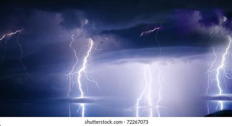 Dark Ominous Clouds Thunderstorm Lightning Stock Photo 72267073