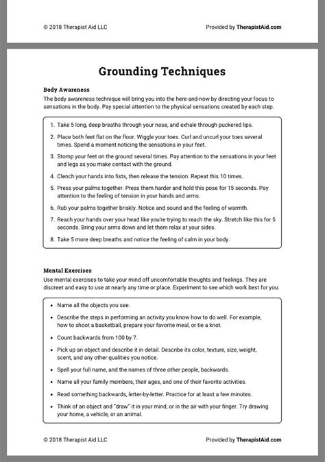 Grounding Techniques Worksheets