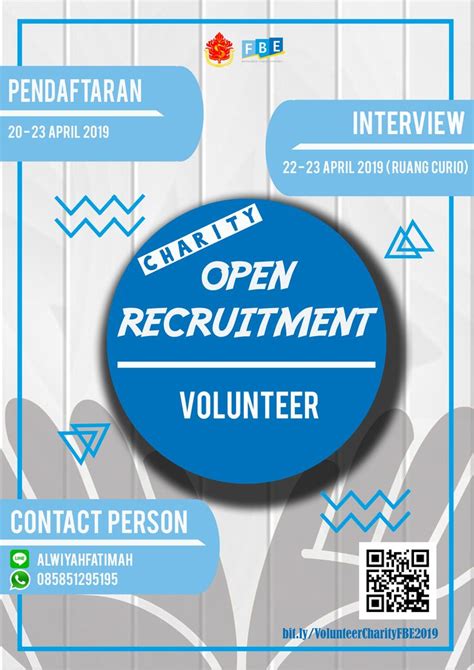 Poster Open Recruitment Volunteer Fbe Charity Desain Pamflet