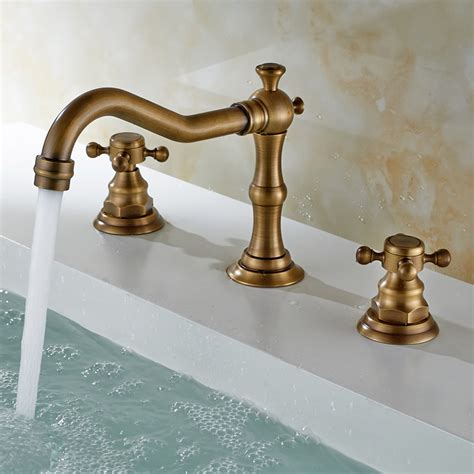 Bathroom sink faucets at menards®. Antique Sink Faucet Brass Finish Widespread Bathroom Sink ...