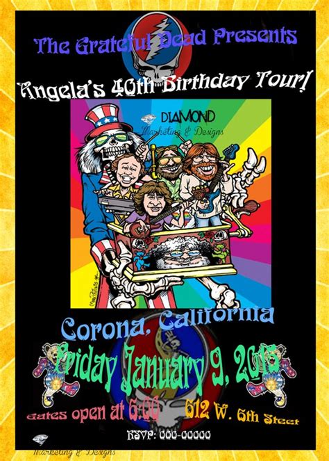 Items Similar To Grateful Dead Tour Poster Invitation Main Image Can