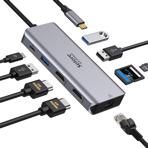 Hub USB C Adaptateur Multiport En Vers Double HDMI Ethernet Gigabit USB C W Port USB