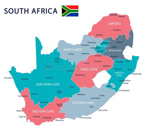 South Africa Map And Flag Illustration Stock Illustration