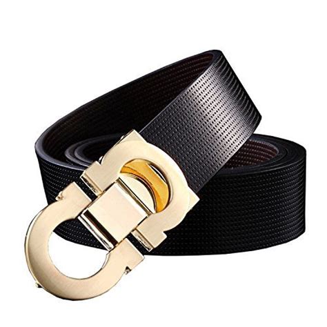 Onlybaby Reversible And Adjustable Mens Leather Belt With Double Shiny