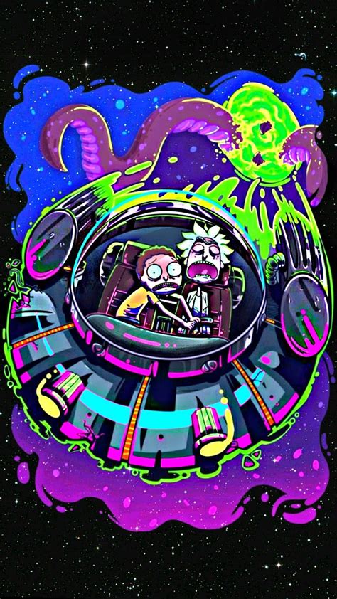 Rick And Morty Neon Ufo Mobile Wallpaper Made By Z7v12 2018 Rick