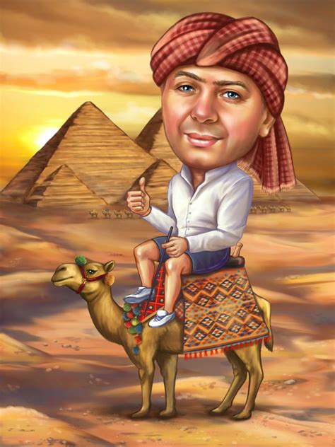 Hand Drawn Man Caricature In Egypt Fully Customized Order Easy And
