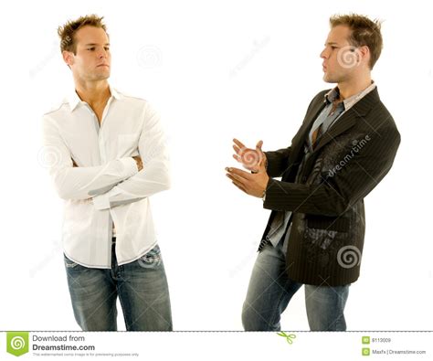 Two Guys Having A Conversation Stock Image Image Of Male Jeans 8113009