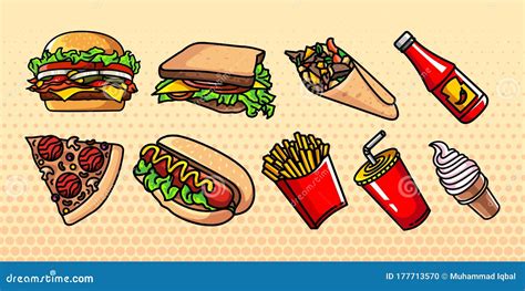 Fast Food Vectors Illustration Design Stock Vector Illustration Of