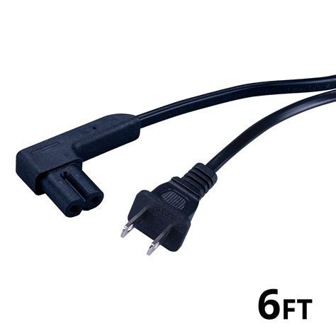 Right Angle Power Cord 2 Prong 6ft