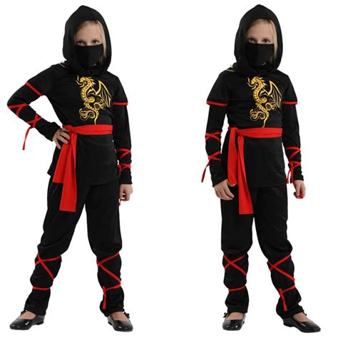 Halloween Ninja Costume Kids Martial Arts Cosplay Fancy Dress Boy Party
