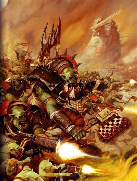 Ork Mob Attacking Codex Cover Art Warhammer 40k Artwork Warhammer