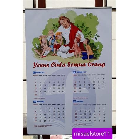 Jual Kalender Dinding 2022 Kristiani Tema Anak 4 Bulanan 3lembar