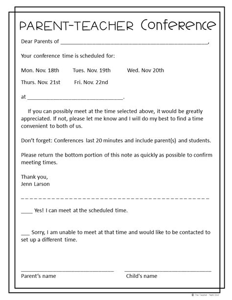Free Parent Teacher Conferences Packet For 3rd 6th Grade Print