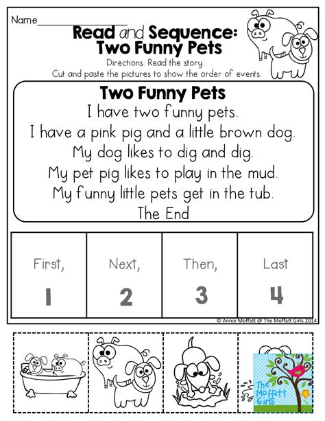 Reading Comprehension Sequencing Worksheets 1st Grade Colleen Currys
