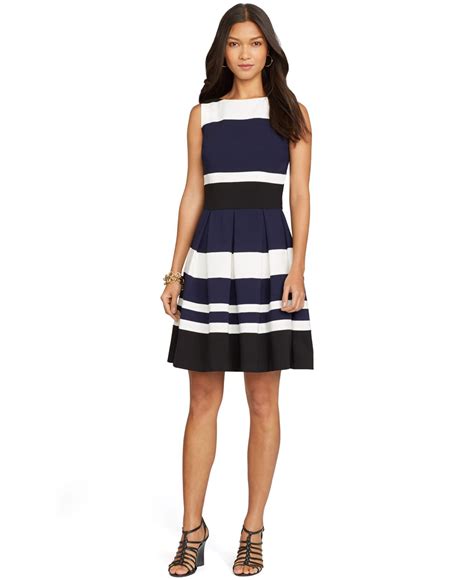Browse our collection of mens' &women's apparel. Lauren by Ralph Lauren Striped Sleeveless Dress in Blue - Lyst