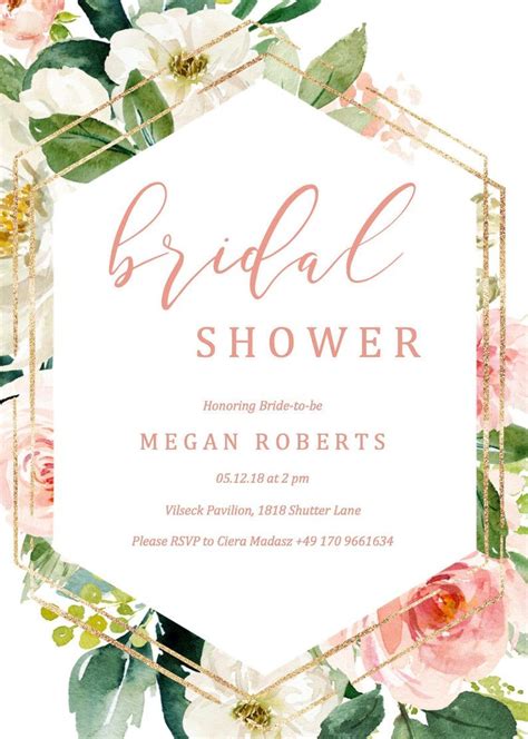 Outing save 50% off premium cards + up to 50% off on bridal shower invitations at shutterfly. Blush Bridal Shower Invitation Template Bridal Shower ...