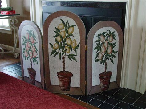 Tri Fold Hand Painted Decorative Fireplace Screen 35 Decorative