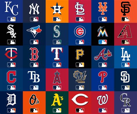 The Major League Baseball Team Logos Are Shown In Different Colors And