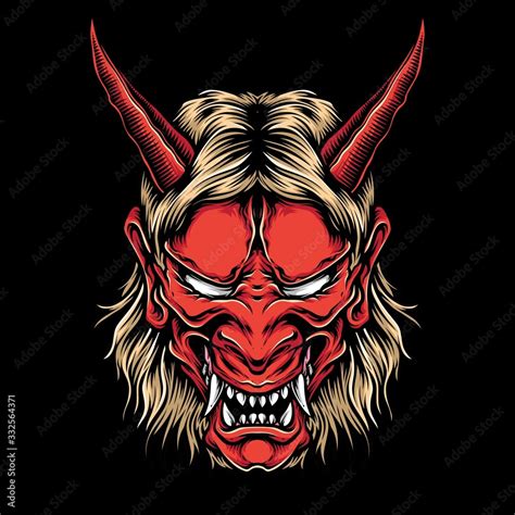 Anger Demon Oni Mask Vector Stock Vector Adobe Stock