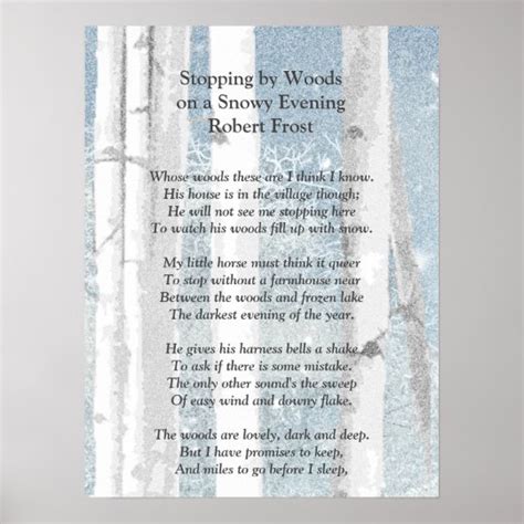 Stopping By Woods Snowy Evening Robert Frost Poem Poster