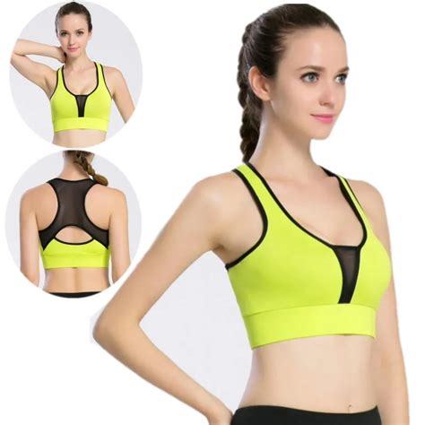New Sexy Hollow Out High Impact Push Up Sports Bra Mesh Back Workout Yoga Bra Tops Gym Fitness