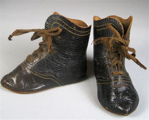 Antique Doll Fashion Boots ~ Black Dark Brown Boots Black Boots Antique Dolls