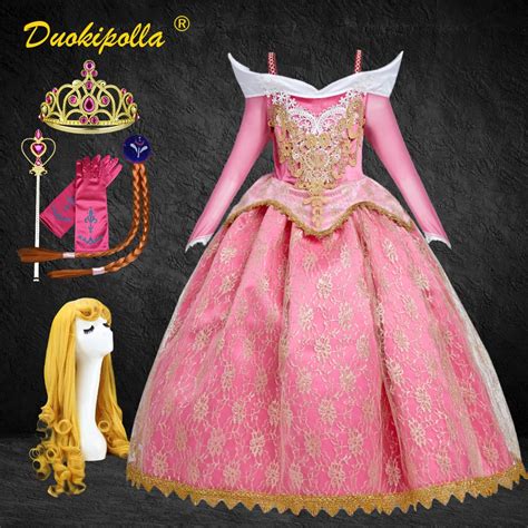 Disfraz De La Bella Durmiente Para Niños Vestido De Encaje Para Niñas Princesa Aurora Bordado