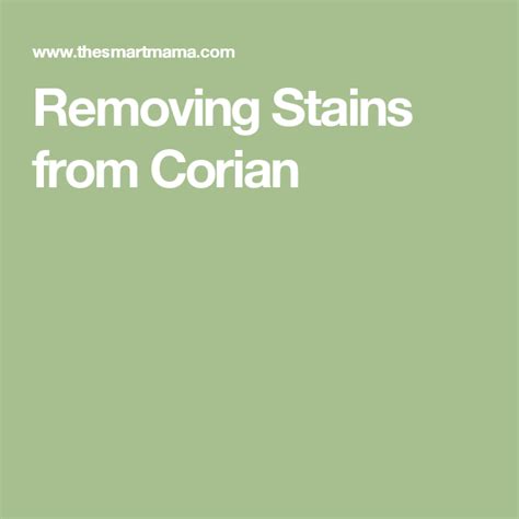 Rinse the sponge with water and remove all of the baking soda residues. Removing Stains from Corian | Stain remover, Corian ...