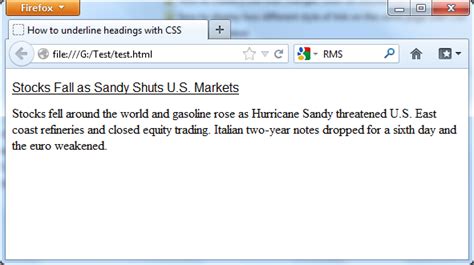 How To Underline Headings With Css Tutorial Example December 2019