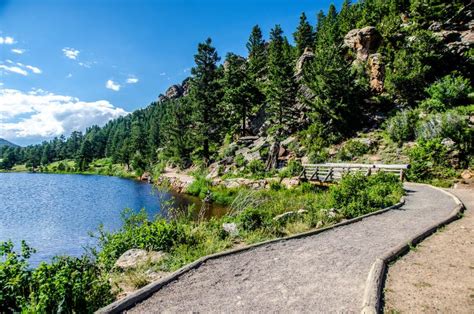 Lily Lake Rocky Mountain National Park Colorado Trail Stock Photo
