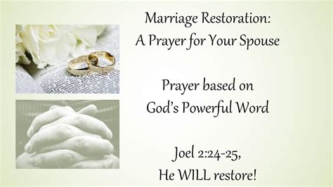 Prayer For Your Spouse Marriage Restoration Youtube