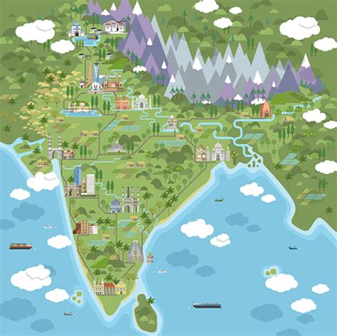 Illustrated Map Of India On Behance