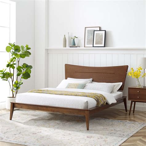 Astra Queen Wood Platform Bed Walnut By Modway