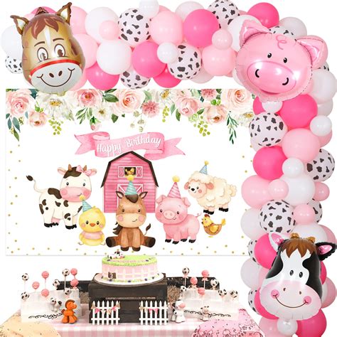 Buy Farm Animals Theme 1st Birthday Decorations Girl Pink Barnyard