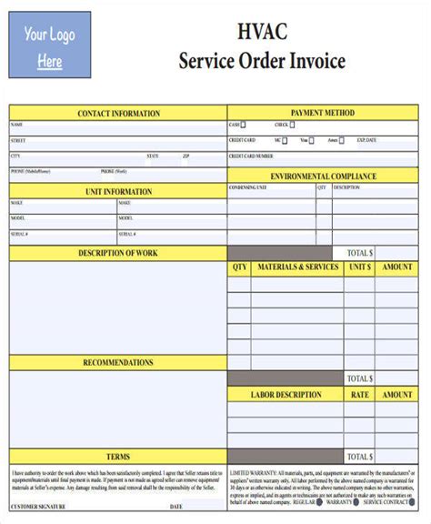 Free Printable Hvac Invoice Template